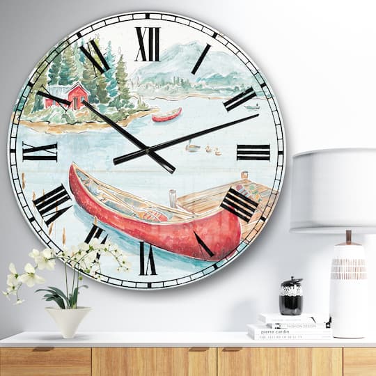 Designart 'Lake House Canoes Ii Lake House Wall Clock